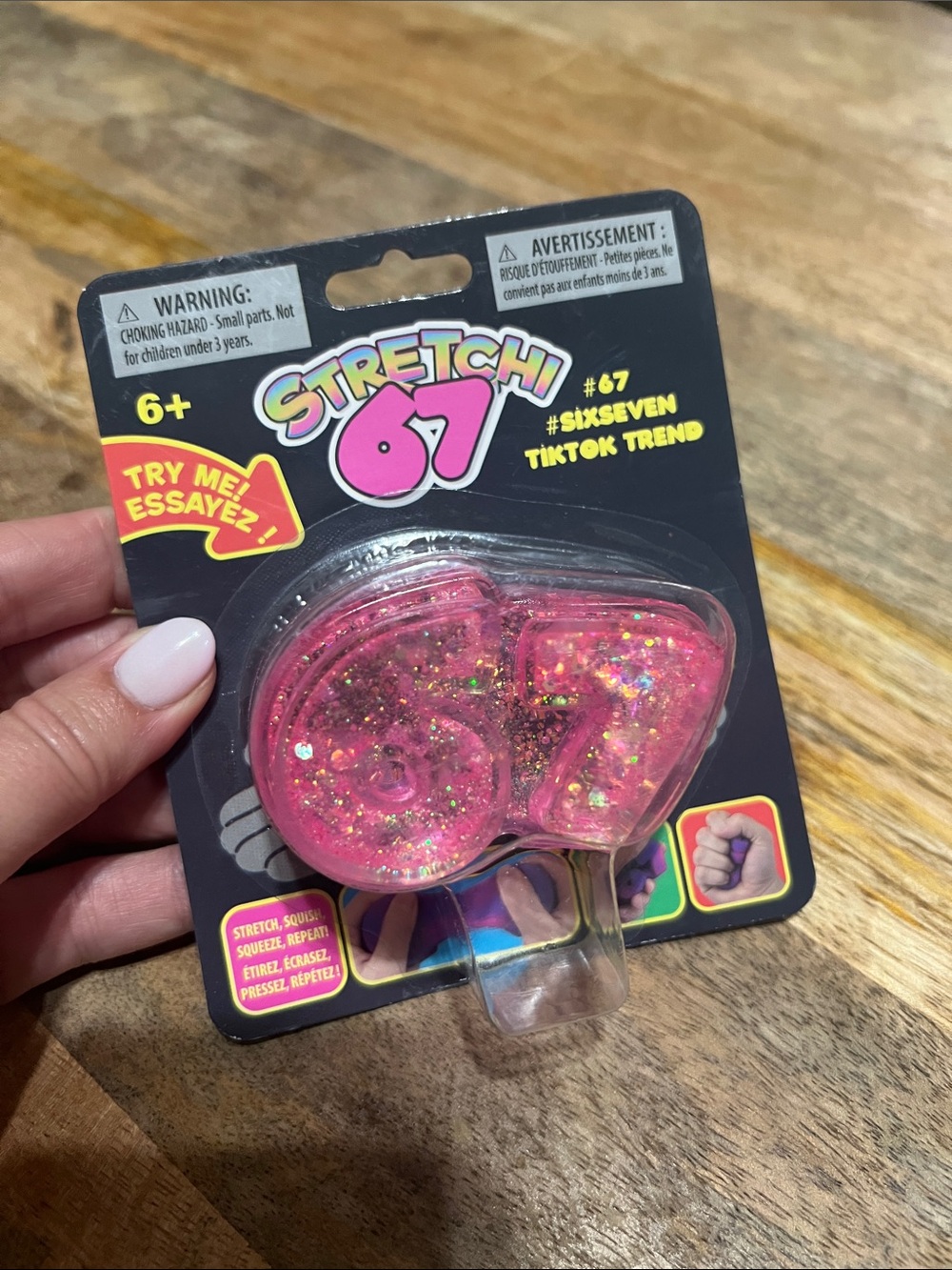 Viral 6 7 Pink Glitter Stretchy Fidget Toy - Sensory Stress Reliever